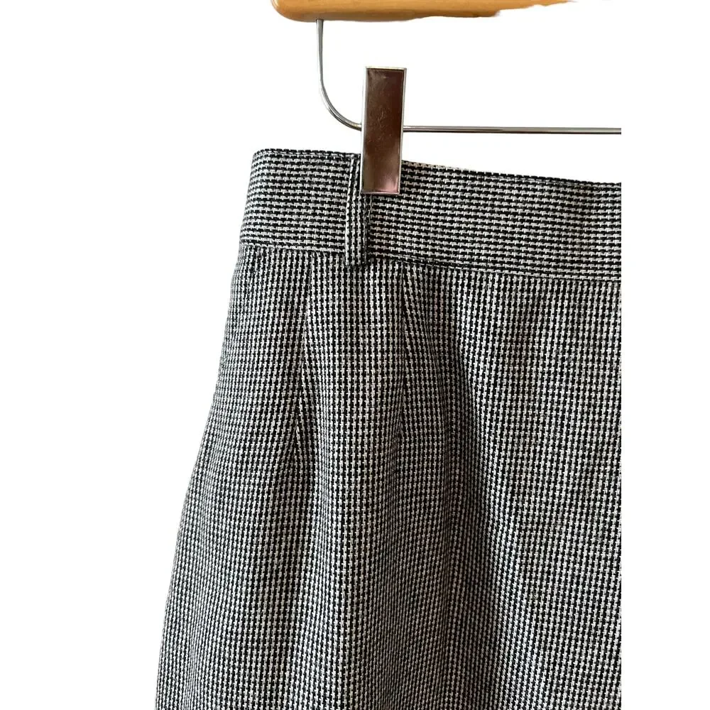 Vintage 80s Evan Picone high waisted houndstooth check wool midi skirt